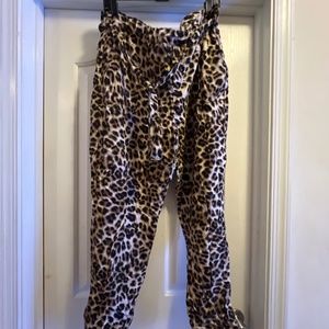 4 pocket Leopard linen pant